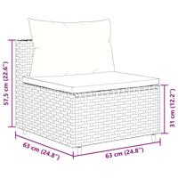 10-delige Loungeset met kussens poly rattan zwart - thumbnail