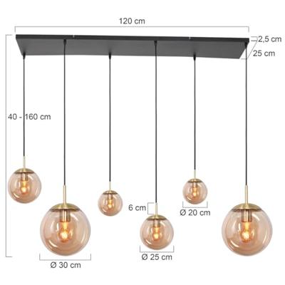 Steinhauer Hanglamp bollique L 120 cm B 25 cm 6 lichts 3499 messing