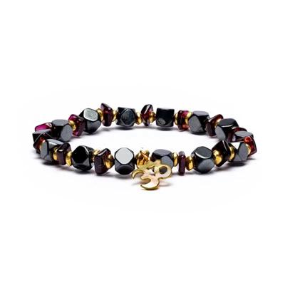 Edelsteen Armband Hemetiet/Granaat Facet met OHM Edelsteen Armband Hemetiet/Granaat Facet met OHM