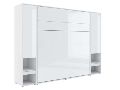 Opklapbed CONCEPTION PRO 180x200 cm wit/hoogglans wit (verticaal) met kasten