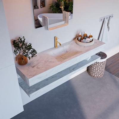 MONDIAZ ALAN-DLUX 150cm planchet Opalo. Vrijhangende wastafel CLOUD midden 1 kraangat, kleur Opalo. MONDIAZ ALAN-DLUX 150cm planchet Opalo. Vrijhangende wastafel CLOUD midden 1 kraangat, kleur Opalo.