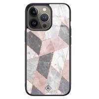 iPhone 13 Pro glazen hardcase - Stone grid - thumbnail