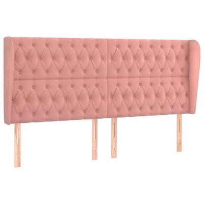 Hoofdbord met randen 183x23x118/128 cm fluweel roze