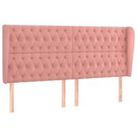 Hoofdbord met randen 183x23x118/128 cm fluweel roze - thumbnail