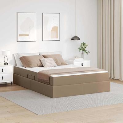 Opbergbed met matras Cappuccino 140 x 200 cm Nep Leer