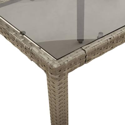 3-delige Tuinset met kussens poly rattan en glas grijs - thumbnail