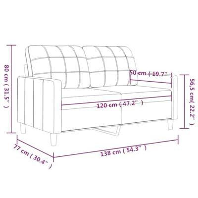 Tweezitsbank 120 cm stof lichtgrijs