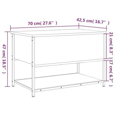 Opbergbankje 70x42,5x47 cm bewerkt hout bruineikenkleurig