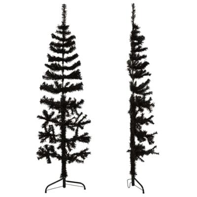 VidaXL Kunstkerstboom half met standaard smal 120 cm zwart