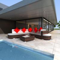 8-delige Loungeset met kussens poly rattan bruin - thumbnail
