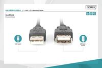 Digitus AK-300202-030-S USB-kabel USB 2.0 USB-A stekker, USB-A bus 3.00 m Zwart - thumbnail