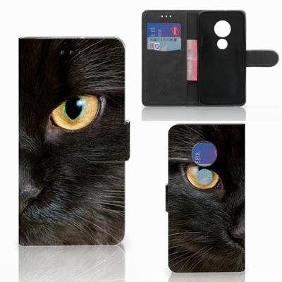 Motorola Moto G7 Play | Telefoonhoesje | Met pasjeshouder | Zwarte Kat