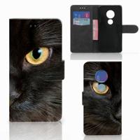 Motorola Moto G7 Play | Telefoonhoesje | Met pasjeshouder | Zwarte Kat - thumbnail