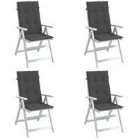 VidaXL Stoelkussens 4 st hoge rug 120x50x4 cm stof gemêleerd antraciet - thumbnail