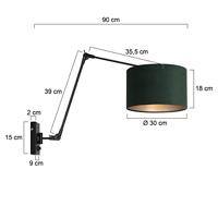 Steinhauer Wand LeeslampPrestige Chic zwart met 30cm groen velourse kap - 8121ZW - thumbnail