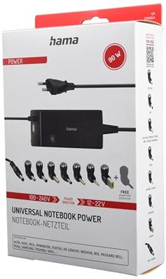 Hama UNIVERSELE NOTEBOOK-NETADAPTER, 12-22V/90W Voeding Zwart - thumbnail