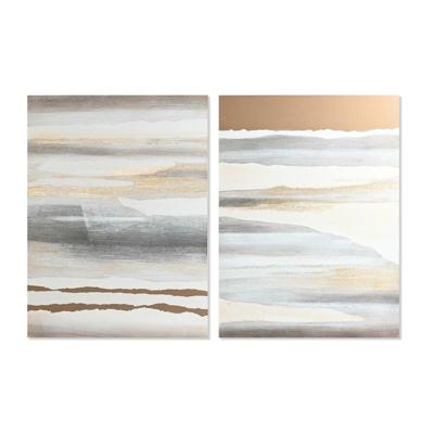 Schilderij DKD Home Decor Beige Grijs Abstract Modern 90 x 3,7 x 120 cm (2 Stuks)