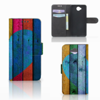 Microsoft Lumia 650 | Book Style Case | Wood Heart - Cadeau voor je Vriend - thumbnail