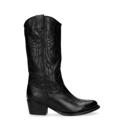 Sacha leren cowboylaarzen zwart