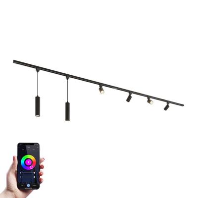 Taros Railverlichting Pakket - Recht - 2x 1,5 m rail - 4 railspots - 2 hanglamp - Incl. RGBWW GU10 - IP20 - Modulair - 230V Taros Railverlichting Pakket - Recht - 2x 1,5 m rail - 4 railspots - 2 hanglamp - Incl. RGBWW GU10 - IP20 - Modulair - 230V