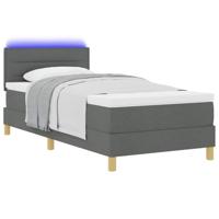 Boxspringbed met matras en LED stof donkergrijs 100x200 cm - thumbnail