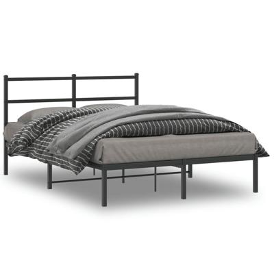 Bedframe met hoofdbord metaal zwart 135x190 cm Bedframe met hoofdbord metaal zwart 135x190 cm