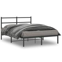 Bedframe met hoofdbord metaal zwart 135x190 cm - thumbnail