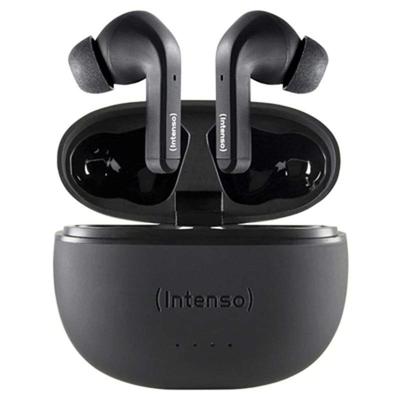 Intenso T300A In Ear headset Bluetooth Stereo Zwart Noise Cancelling Indicator voor batterijstatus, Headset, Oplaadbox, Touchbesturing