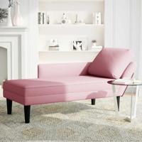 Chaise longue met kussen en rechterarmleuning fluweel roze - thumbnail