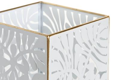 Plantenbakkenset DKD Home Decor Lakens Gouden Metaal 15 x 15 x 15 cm Wit Tropisch Blad van een plant