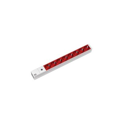 Bachmann 333.410 19 inch Stekkerdoos voor patchkast 1 HE Geaarde contactdoos Rood, Aluminium