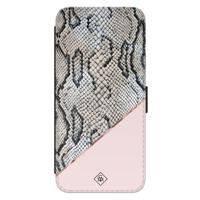 Samsung Galaxy S22 flipcase - Snake print roze - thumbnail