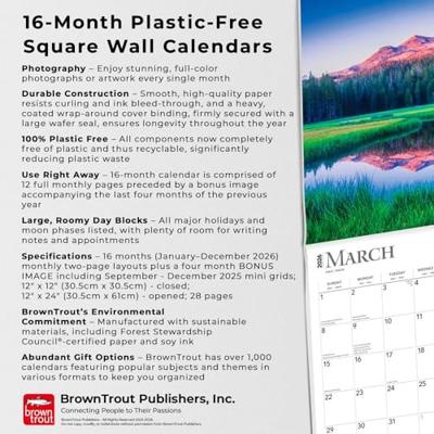 Inspiration 2026 12 X 24 Inch (Hanging) Monthly Square Wall Calendar Foil Stamped Cover Plastic-Free