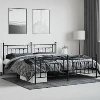 Bedframe met hoofd- en voeteneinde metaal zwart 200x200 cm - thumbnail