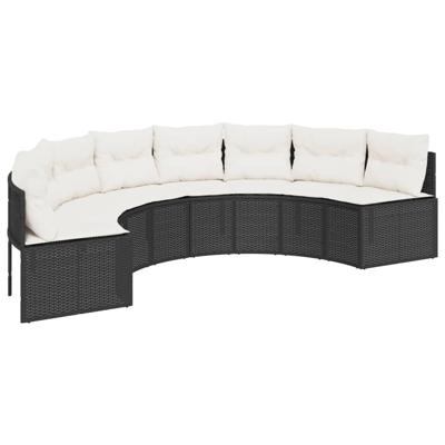 2-delige Loungeset halfrond poly rattan zwart - thumbnail
