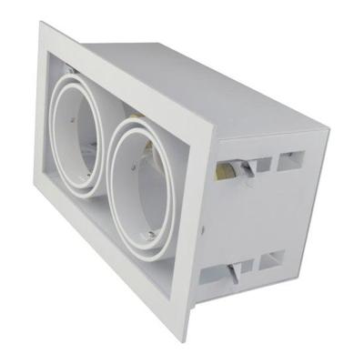 Wit armatuur inbouw 2-voudig voor LED spot 2xAR70 draaibaar en kantelbaar zichtbare rand