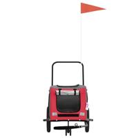 VidaXL Hondenfietstrailer oxford stof en ijzer rood en zwart - thumbnail