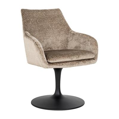 Richmond Draaibare Eetkamerstoel 'Marlon' Chenille, kleur Taupe