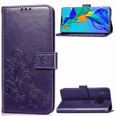 Voor Huawei mate 30 Pro vier-blad clasp reliëf gesp mobiele telefoon bescherming lederen draagtas met Lanyard & Card slot & portemonnee & beugel func Voor Huawei mate 30 Pro vier-blad clasp reliëf gesp mobiele telefoon bescherming lederen draagtas met Lanyard & Card slot & portemonnee & beugel func