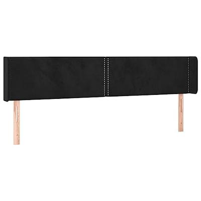 Hoofdbord met randen 203x16x78/88 cm fluweel zwart