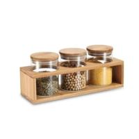Set van 3 Potjes DKD Home Decor 31 x 11 x 11,5 cm Natuurlijk Bamboe Borosilicaatglas - thumbnail