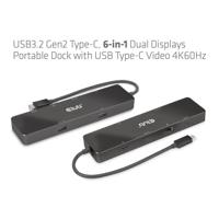 CLUB3D USB3.2 Gen2 Type-C, 6-in-1 Dual Displays Portable Dock with USB Type-C Video 4K60Hz - thumbnail