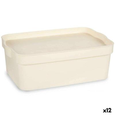 Opbergbak met Deksel Kipit Crème Plastic 6 L (12 Stuks)