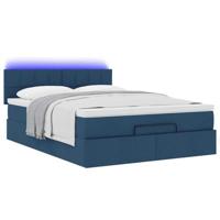 Ottoman bed met matras en LED's 140x200cm stof blauw - thumbnail
