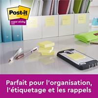Post-It Super Sticky Notes, 90 vel, ft 76 x 76 mm, geel, 8 + 4 GRATIS - thumbnail