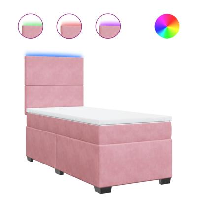 Boxspring met matras fluweel roze 120x200 cm - thumbnail