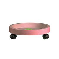 Universele ronde wielen pot tray gemakkelijk bewegende plant pot lade tuin plaat kunststof stand (roze) - thumbnail