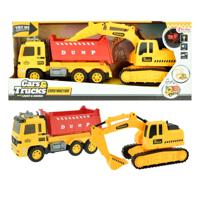 CARS & TRUCKS Vehicool kiepwagen met graafmachine - thumbnail
