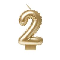 Foil balloon candle gold 2 | 4 stuks - thumbnail