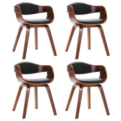 Eetkamerstoelen 4 st gebogen hout en kunstleer